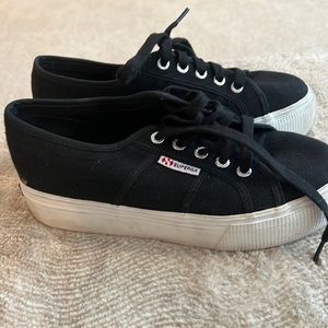 Superga black platform sneaker